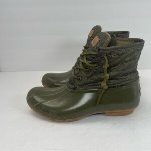 Sperry rain boots size 7 quilted green